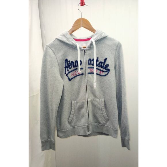 Aeropostale classic,Gray, zip front hoodie. - Picture 1 of 4